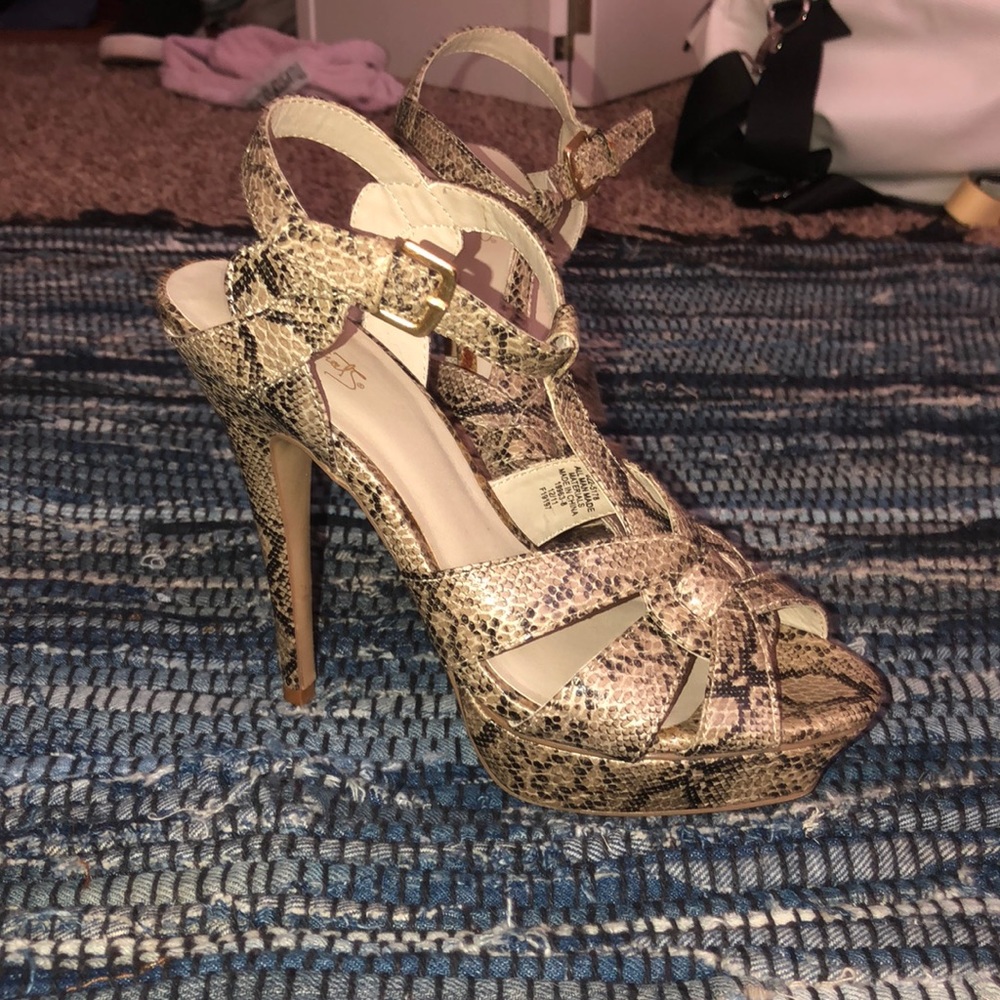 Snake print platform heels